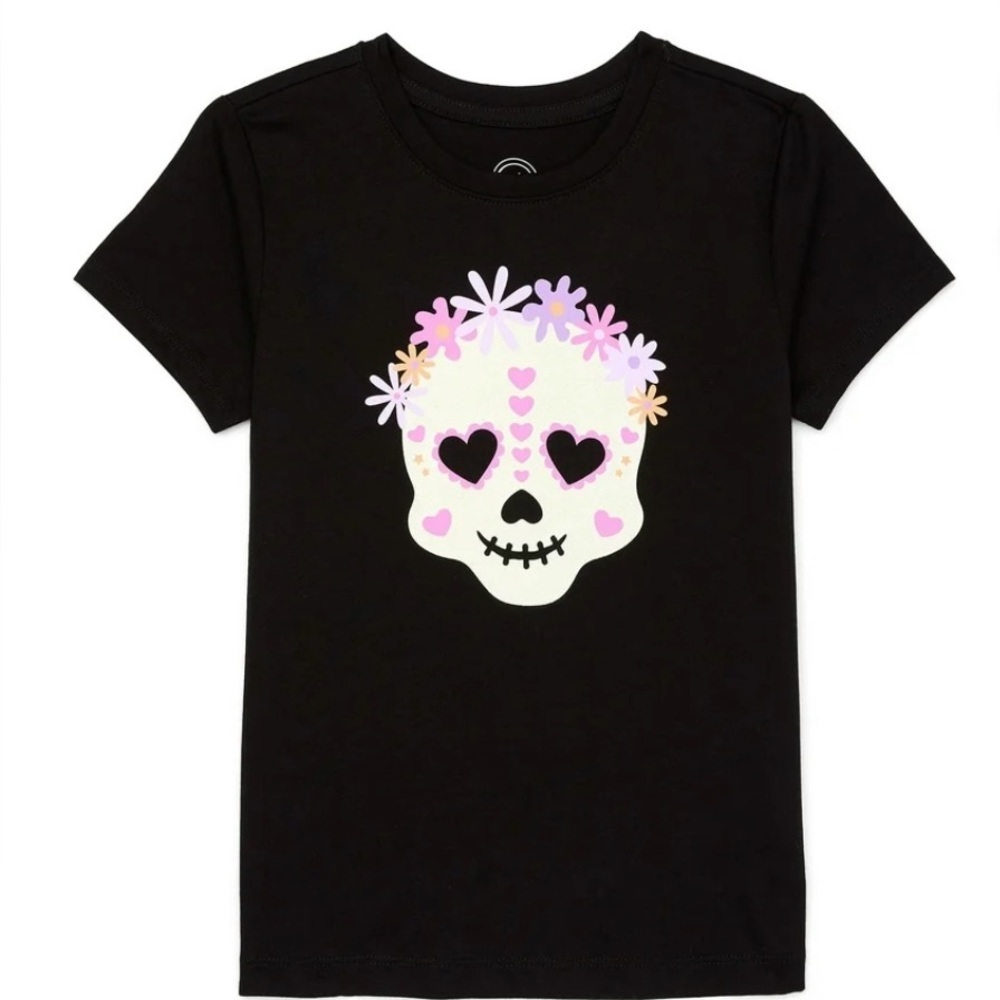 🔴‎ 3/$12 Wonder Nation Girl’s Skull Halloween Themed Shirt! NWT!